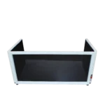 ProX white frame 6 foot foldable tabletop DJ facade booth with dimensional measurements and specifications