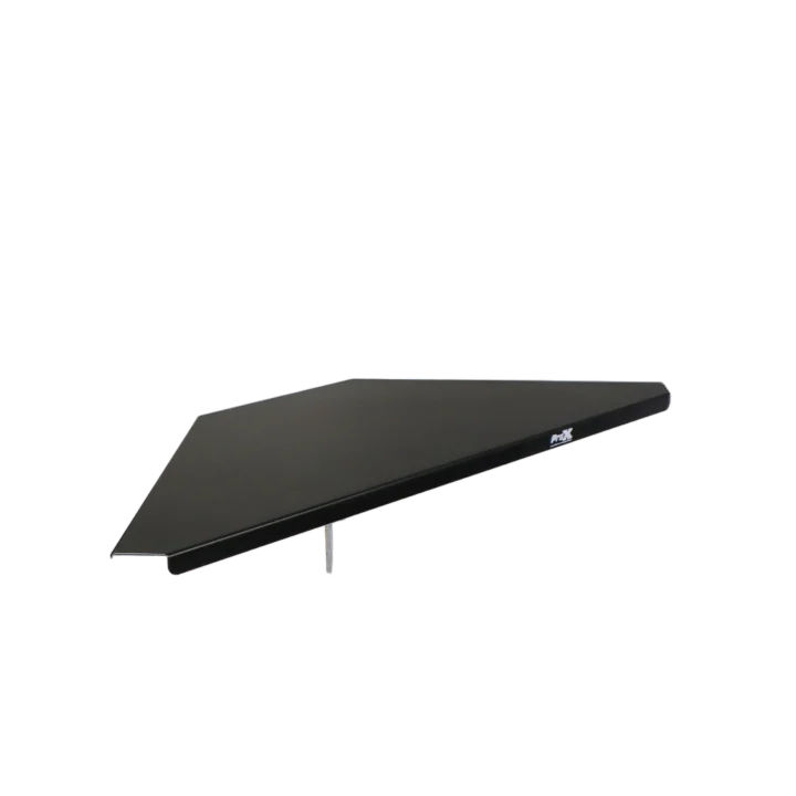 ProX universal corner shelves for DJ facades with black finish, front view