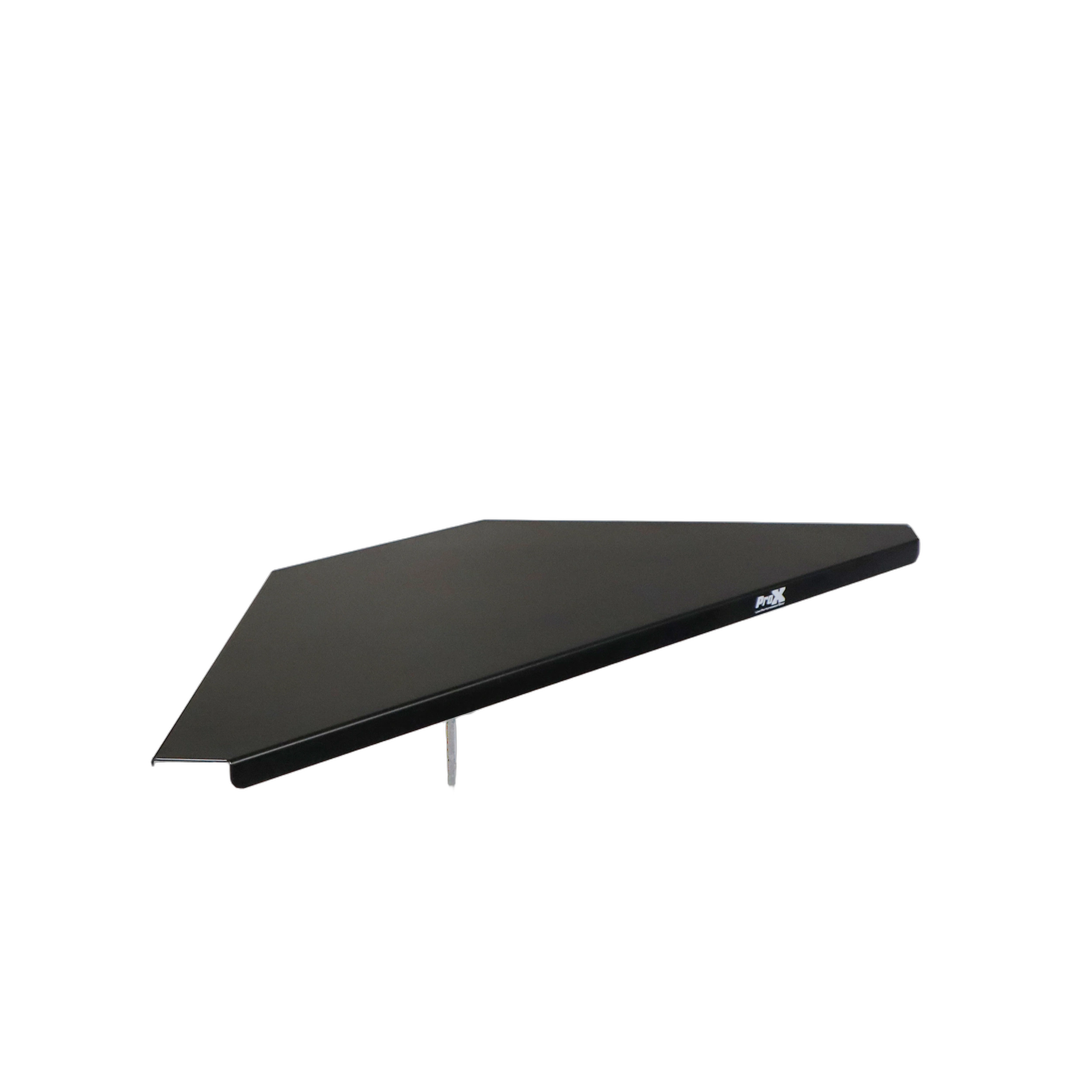 ProX Universal Corner Shelves DJ Facades Black ProX universal corner shelves for DJ facades with black finish, front view