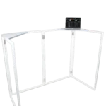 ProX universal corner shelves for DJ facades white finish showing shelf bracket detail and mounting hardware