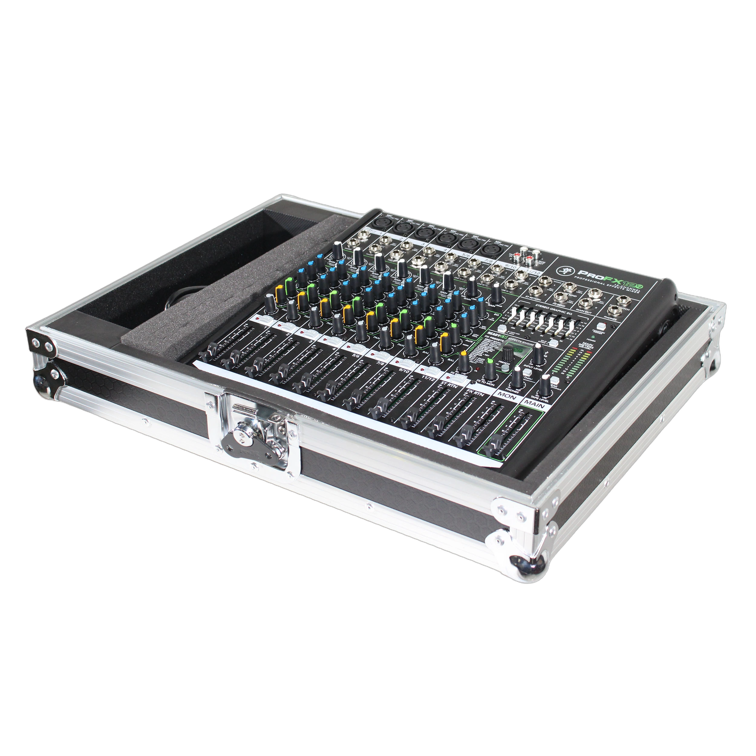 ProX Universal Flight Case Mixer 14x17 Front View ProX universal flight style road case with diced foam designed for mixers up to 14 inch by 17 inch