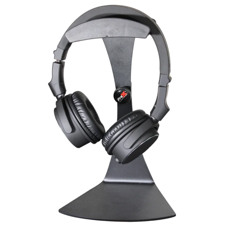 ProX Universal Desktop Headphone Stand with adjustable arm and weighted base, front view