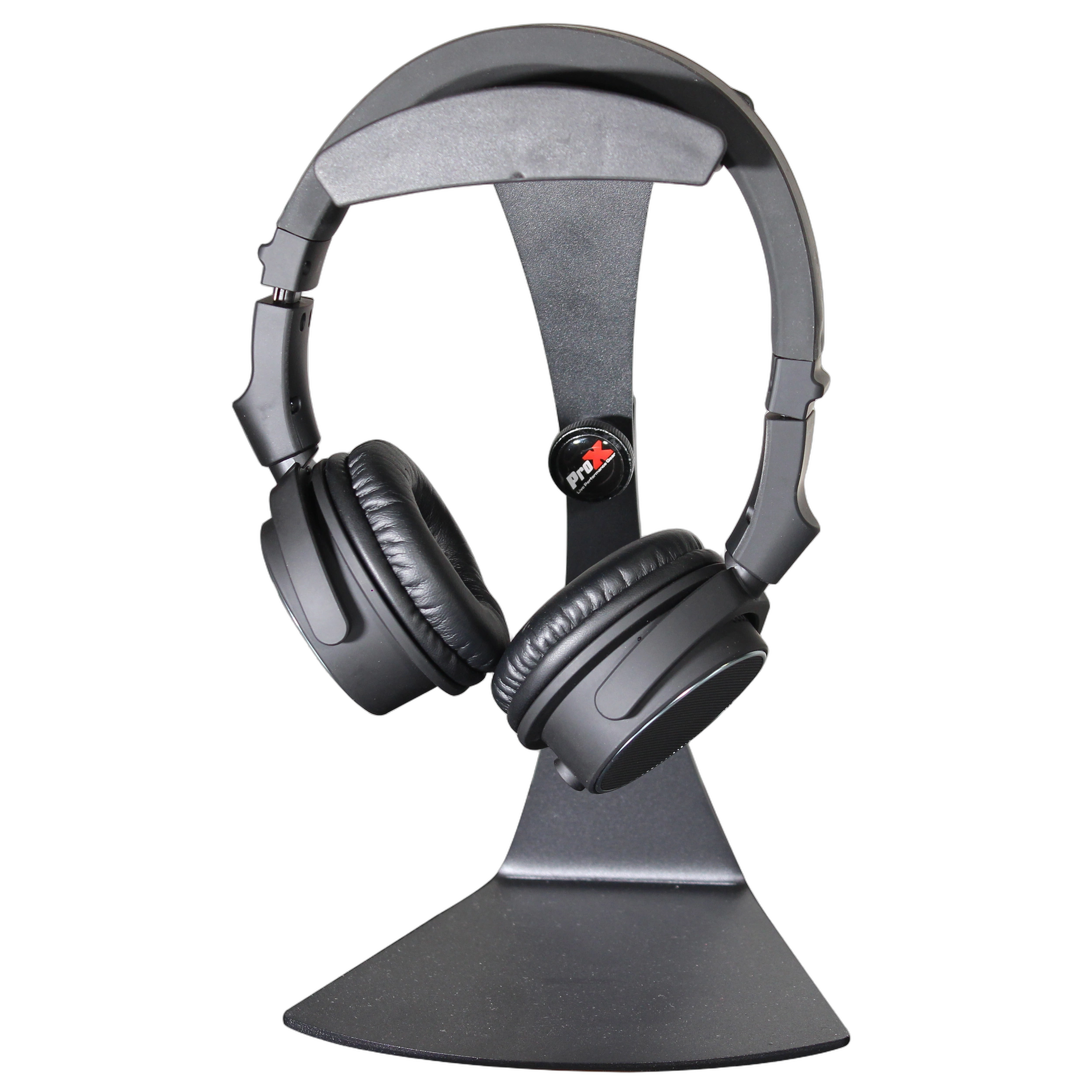 ProX Universal Desktop Headphone Stand Front View ProX Universal Desktop Headphone Stand with adjustable arm and weighted base, front view