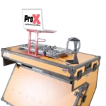 ProX Universal Desktop Headphone Stand rear panel showing cable management and mounting base details