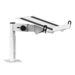ProX WHITE universal side laptop shelf mounting stand for B3 DJ table workstation, front angle view