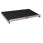 ProX universal sliding laptop shelf add-on mounted on MK2 combo rack mount mixer case