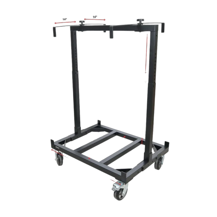ProX universal portable rolling stage dolly cart with wheel mechanism and frame detail