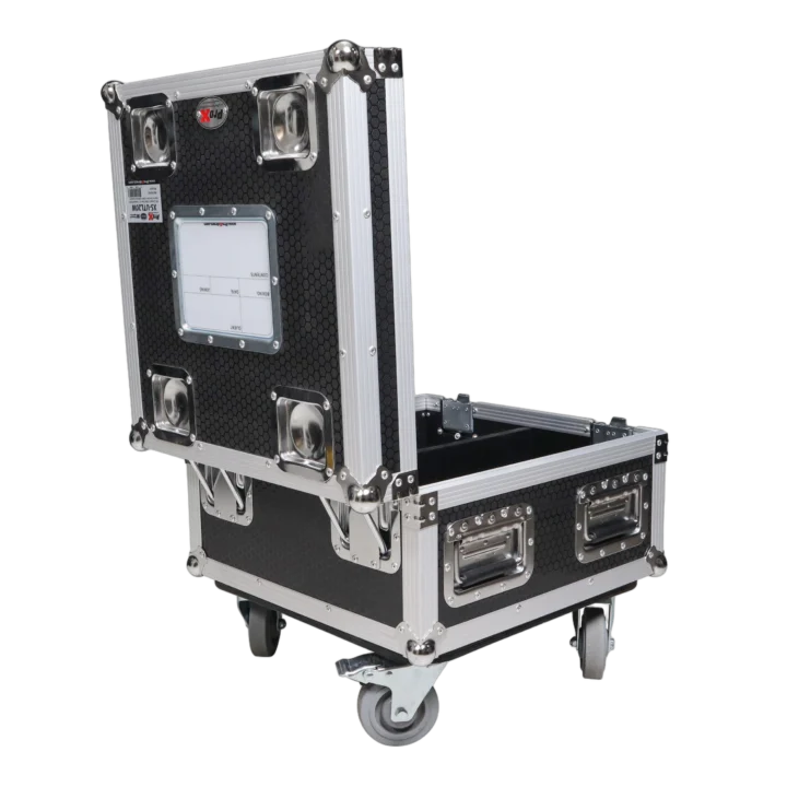 ProX utility case interior compartments showing dual 18x9x9 inch sections for chain hoist storage