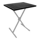 ProX Utility Music Keyboard X Stand mounted on table with DJ controller and laptop setup