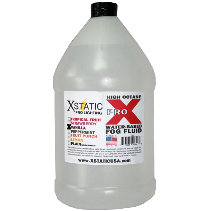ProX VANILLA water-based fog machine liquid in 1-gallon container with product labeling