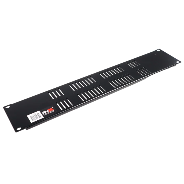 ProX ventilated 2U rack panel with perforated metal front design and mounting hardware