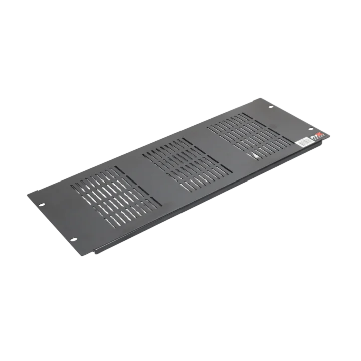 ProX ventilated 4U rack panel with front-facing vents and mounting hardware