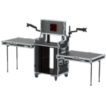 ProX video control workstation flight case 16U 5U rack with dual side tables and triple monitor mount dimensional diagram