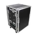 ProX video control workstation flight case 16U 5U rack with dual side tables and triple monitor mount dimensional diagram