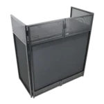 ProX VISTA DJ booth facade table station with white and black scrim kit and padded travel bag