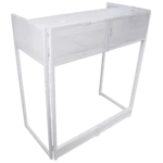 ProX Vista DJ booth table work station white frame close-up detail showing construction and hardware