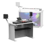 ProX WHITE B3 quick folding DJ controller turntable workstation with white facade and integrated CD-J setup
