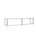 ProX white frame 6 foot foldable tabletop DJ facade with dimensional measurements and specifications