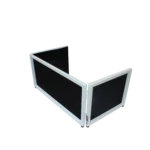 ProX white frame 6 foot foldable tabletop DJ facade with dimensional measurements and specifications