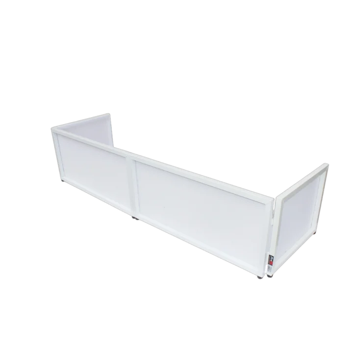 ProX white frame 6 foot foldable four panel tabletop DJ facade front board with black and white scrims