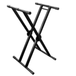 ProX X-style keyboard stand double unit dimensional diagram with measurements and specifications