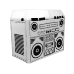 ProX XF-MESA MK2 boombox decorative scrim dimensional diagram with measurements and specifications