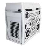 ProX XF-MESA MK2 boombox decorative scrim dimensional diagram with measurements and specifications