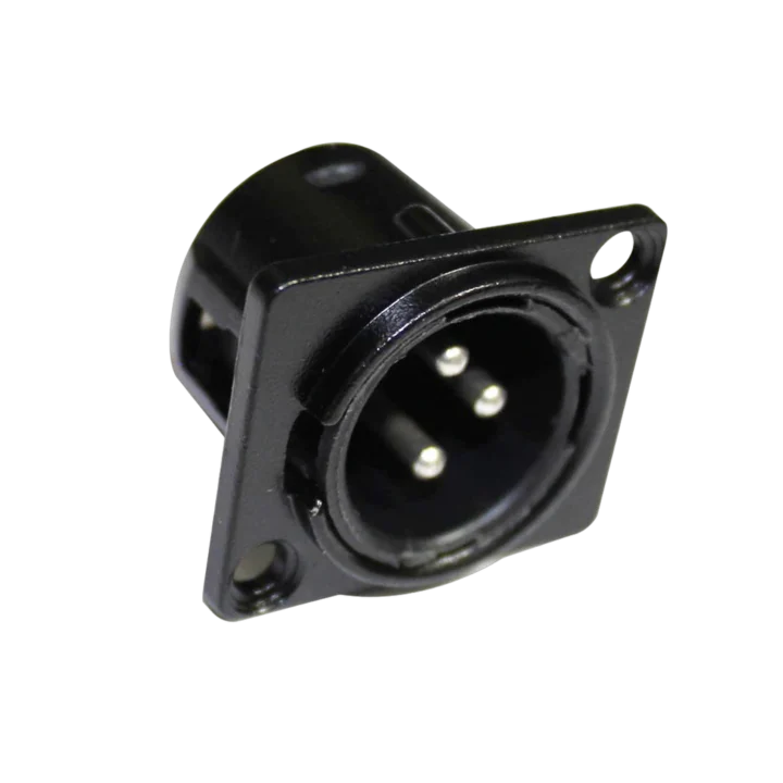 ProX 3-pin XLR male panel-mount connector with black finish and threaded housing