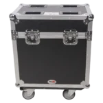 ProX XS moving head case dimensional specifications diagram with measurements and caster placement