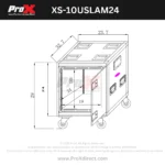 ProX XS-SLAM 10U 24 inch deep vertical rack case dimensional specifications diagram with measurements