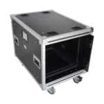 ProX XS-SLAM 10U vertical rack case showing sliding slam door mechanism and latch detail