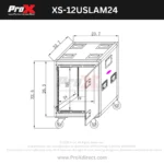 ProX XS SLAM 12U 24-inch deep vertical rack case rear panel with shock mount and caster wheels