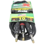 ProX 10 foot Y-cable with 1/4 inch TS mono connectors showing dual split configuration