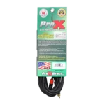 ProX 15 ft. Y-Cable with 3.5mm TRS to dual RCA-M connectors close-up detail view