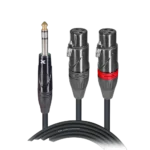 ProX 3 foot Y-cable with 1/4 inch stereo jack and dual XLR-F connectors, full length view