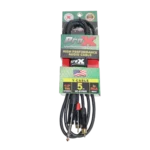 ProX 5 ft Y-cable showing 1/4 inch TRS stereo connector and dual RCA connectors detail