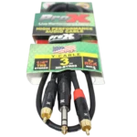 ProX Y-cable adapter showing 1/4 inch TRS stereo jack and dual RCA connectors side view