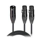 ProX 6 inch Y-cable with XLR male connector and dual XLR female outputs, front view