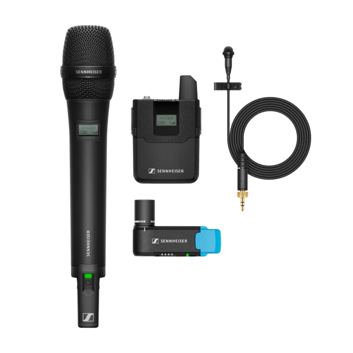 Sennheiser AVX ME2/835 wireless lavalier and vocal microphone combo set front view