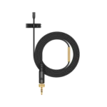 Sennheiser AVX-MKE2 wireless lavalier microphone system showing compact transmitter and omnidirectional condenser capsule