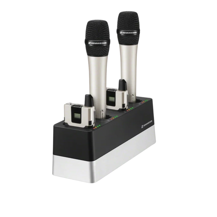 Sennheiser CHG 4N US 4-bay networked charger with front-facing charging bays and display panel