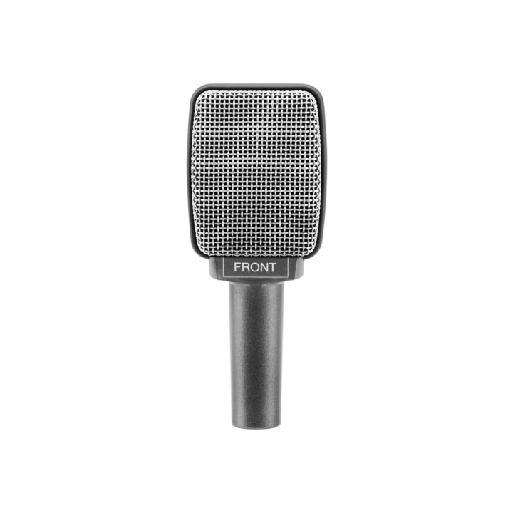 Sennheiser e 609 Silver supercardioid dynamic instrument microphone front view with silver finish
