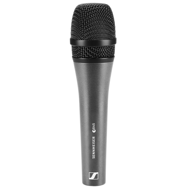 Sennheiser e 845 supercardioid dynamic vocal microphone with black finish and grille