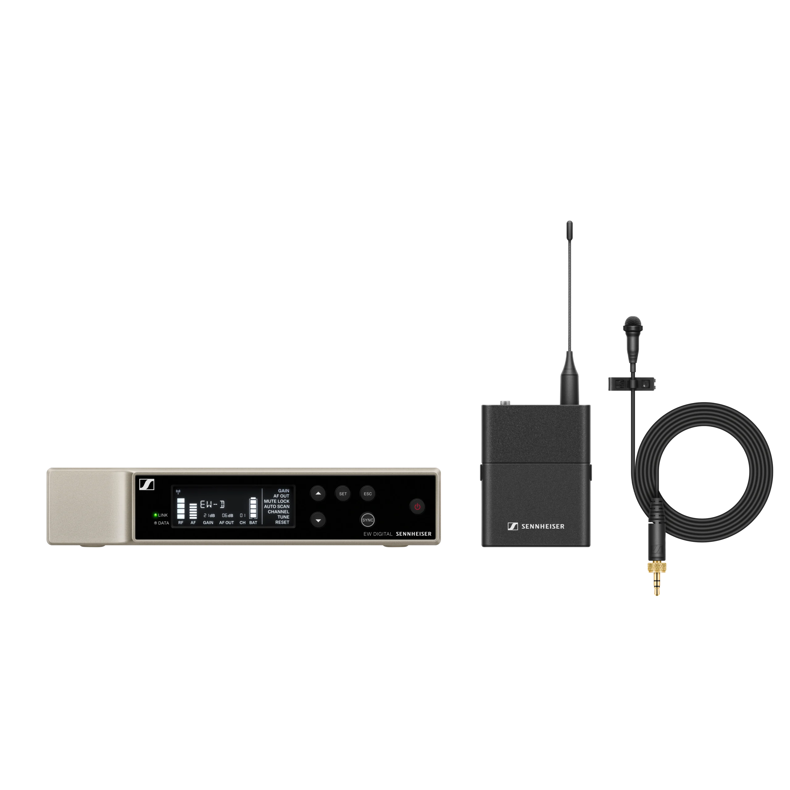 Sennheiser EW-D ME2 Digital Wireless Lavalier Microphone Set Sennheiser EW-D ME2 digital wireless lavalier microphone set with receiver and transmitter components