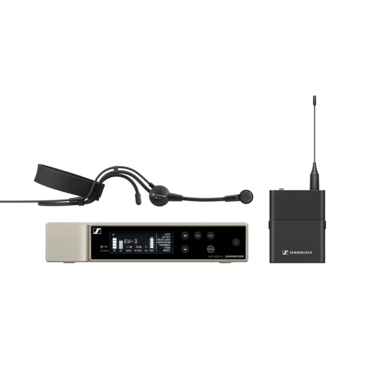 Sennheiser EW-D ME3 digital wireless headmic set with bodypack transmitter and headworn microphone