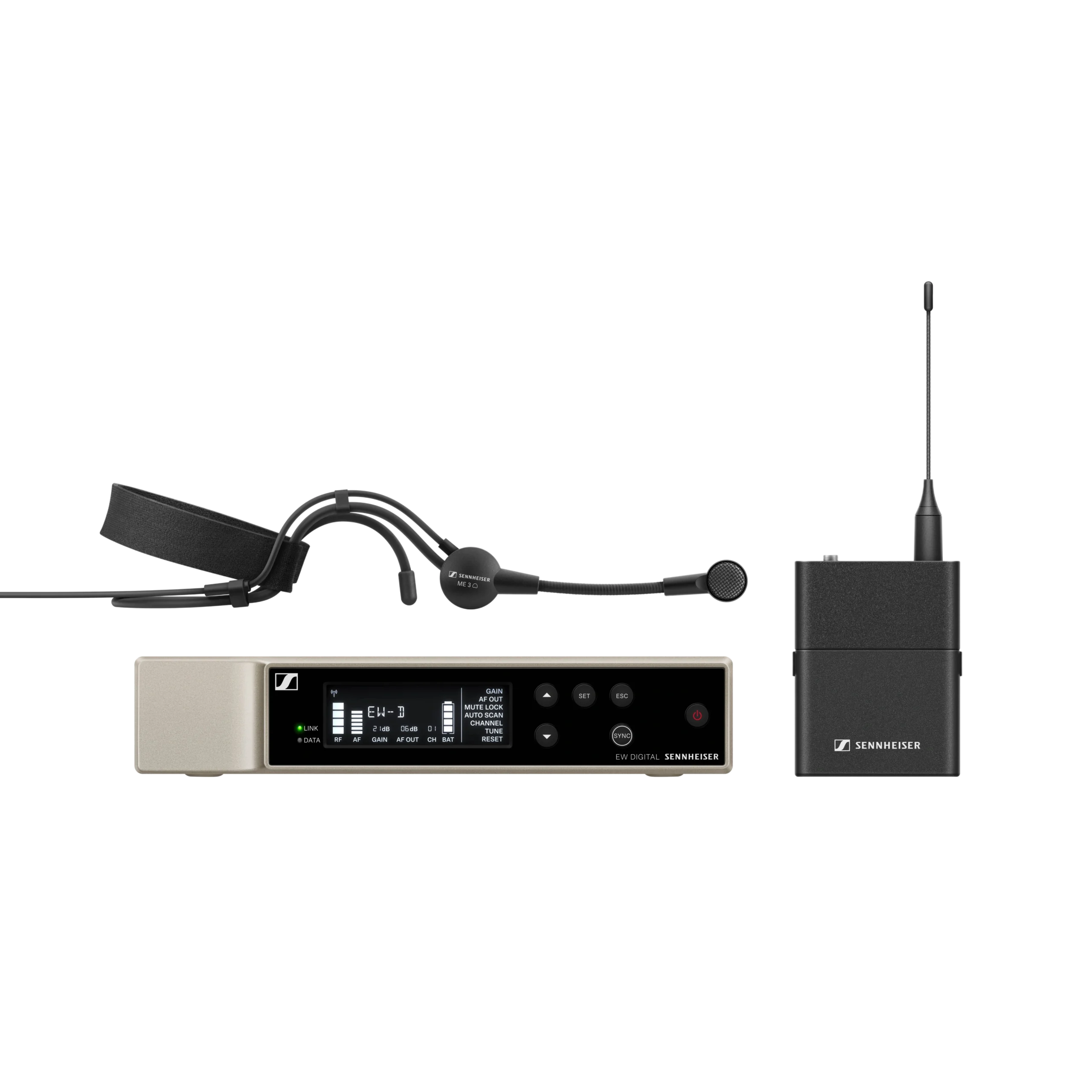 Sennheiser EW-D ME3 Digital Wireless Headmic Set Sennheiser EW-D ME3 digital wireless headmic set with bodypack transmitter and headworn microphone