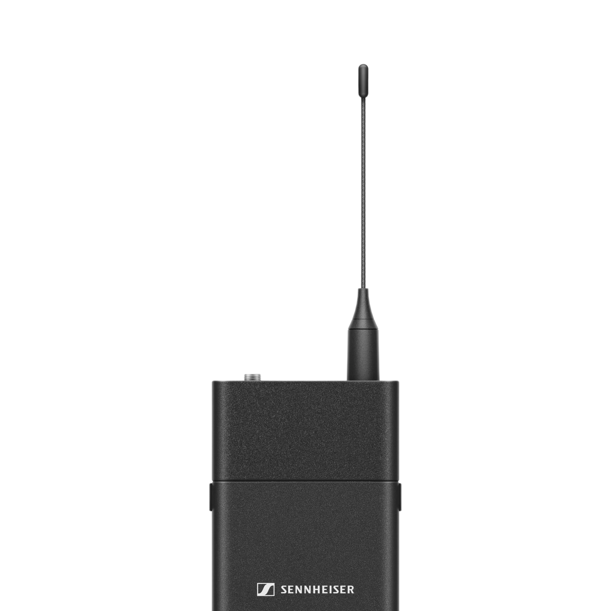 Sennheiser EW-D SK R4-9 Digital Bodypack Transmitter Front View Sennheiser EW-D SK R4-9 digital bodypack transmitter with display screen and control buttons