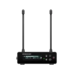 Sennheiser EW-DP ME 2 portable digital wireless lavalier microphone set shown from side angle