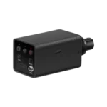 Sennheiser EW-DP SKP R1-6 digital plug-on transmitter showing side profile and control interface