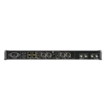 Sennheiser EW-DX EM 4 DANTE four-channel digital wireless receiver rear panel showing Dante networking connections and audio outputs